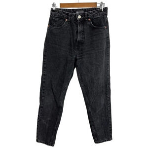 Zara High Waisted Straight Leg Mom Black Wash Jeans Size 4 Cotton Women’s